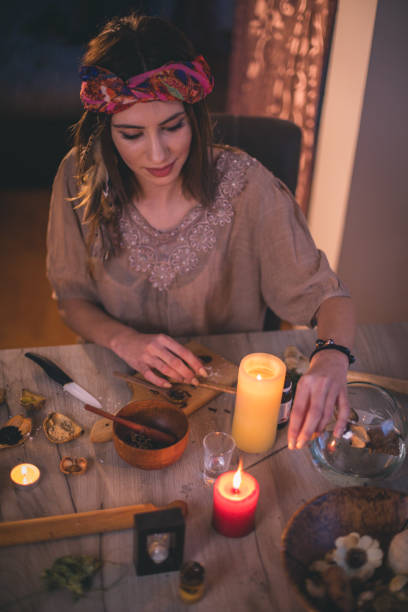 istock Woman making natural cosmetics, top view 1166431670