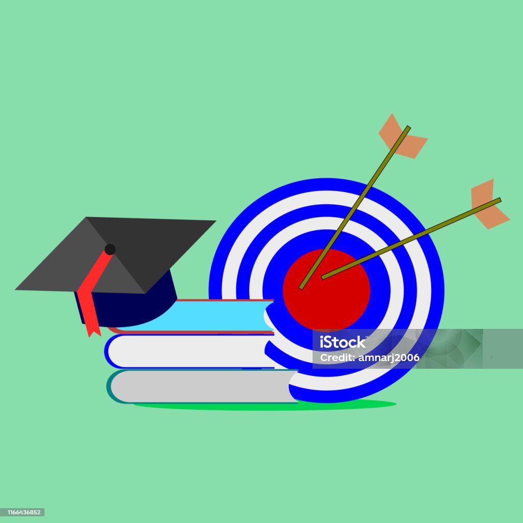 Graduated Hat On Text Book With Target Board Stock Illustration ...