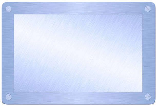 istock Wooden plaque with brushed metal isolated on white 1166439301