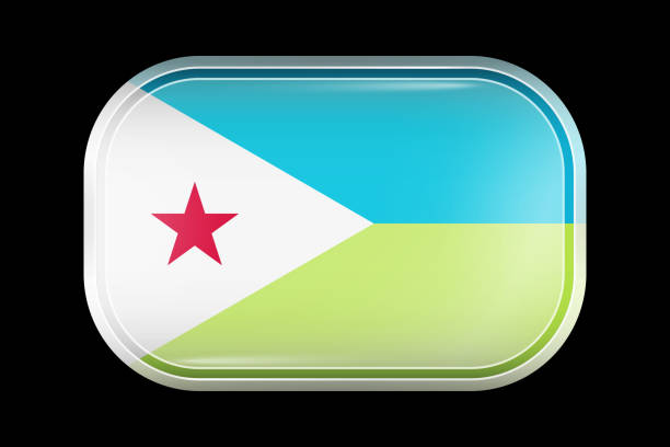 flaga dżibuti. ikona wektora zmatowanym. prostokątny kształt wektorowy z zaokrąglonymi narożnikami - symbol sign vector republic of djibouti stock illustrations