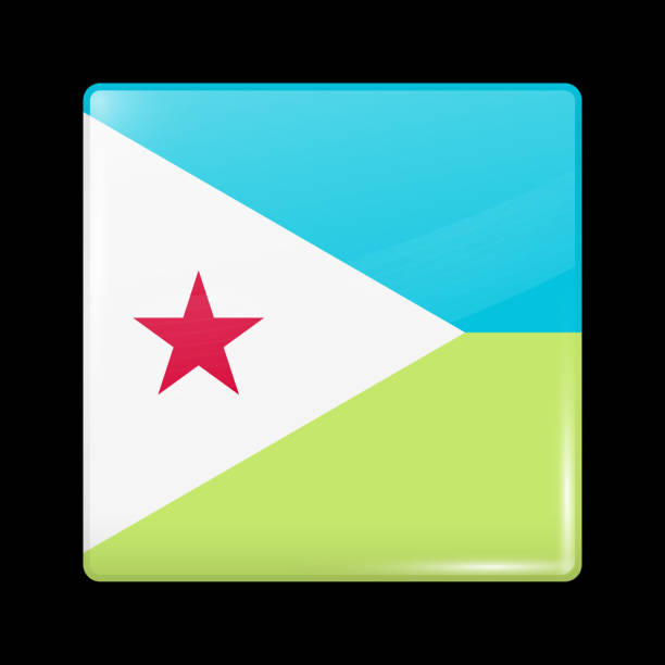 ilustrações de stock, clip art, desenhos animados e ícones de flag of djibouti. glossy icon square shape. vector button - symbol sign vector republic of djibouti