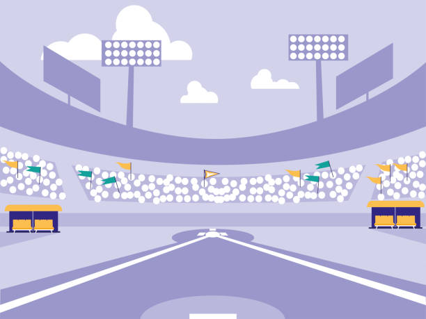 baseball sport stadium scene baseball sport stadium scene vector illustration design baseball stadium chairs stock illustrations