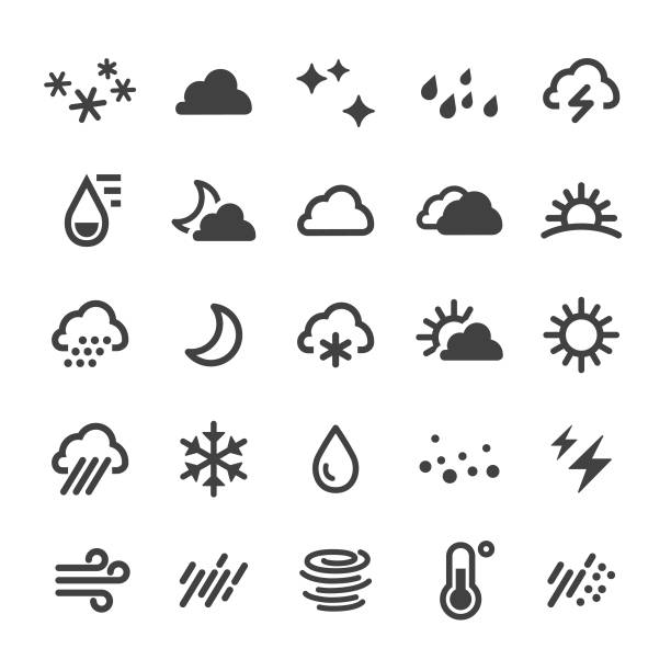 иконки погоды - интеллектуальная серия - thermometer cold heat climate stock illustrations