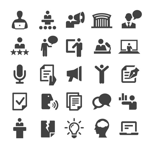 Public Speaking Icons - Smart Series Public Speaking, seminar classroom lecture hall university stock illustrations