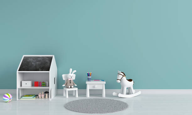 istock Table and chair in child room for mockup, 3D rendering 1166447053