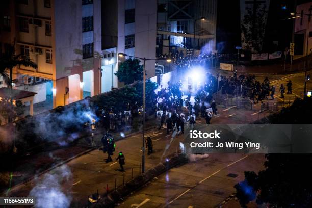 Tear Gas Sea Stock Photo - Download Image Now - Protest, Police Force, Violence