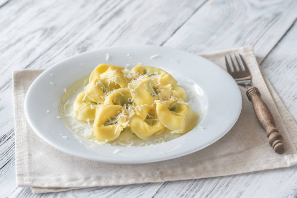 Portion of tortelloni stuffed with ricotta