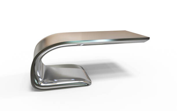 istock 3d Illustration of  modern steel office table on a white background 1166459792