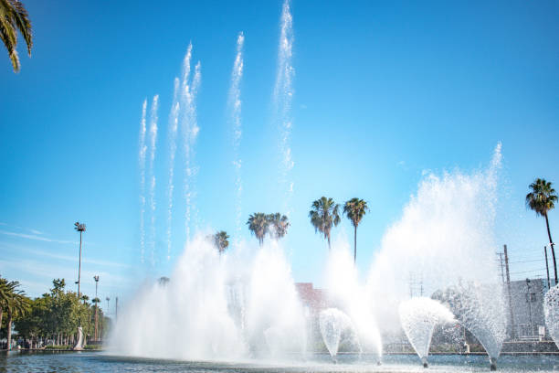 istock Water spouts in various heights from fountain in San Pedro, CA 1166461630