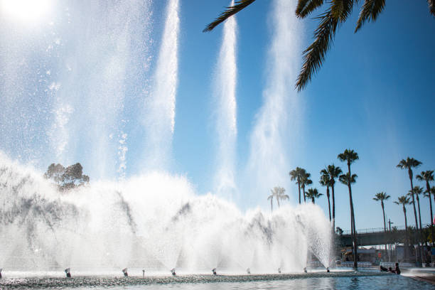 istock Water spouts in various heights from fountain in San Pedro, CA 1166461642