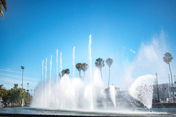 istock Water spouts in various heights from fountain in San Pedro, CA 1166461643