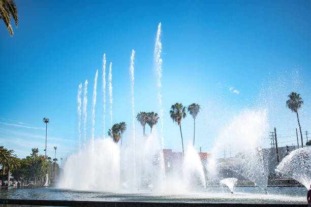 istock Water spouts in various heights from fountain in San Pedro, CA 1166461765