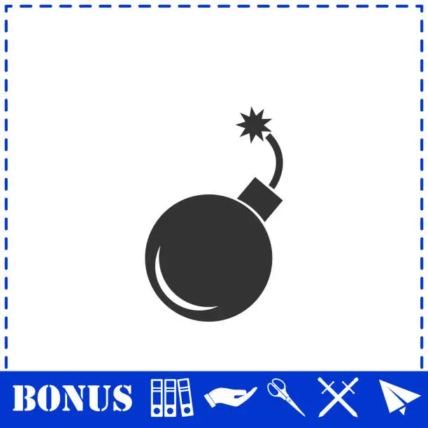 Vector illustration of Bomb icon flat