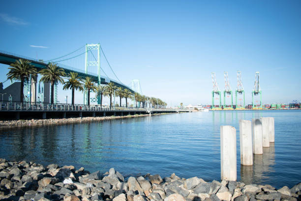 istock San Pedro docks with Vincent Thomas Bridge at dusk 1166468376