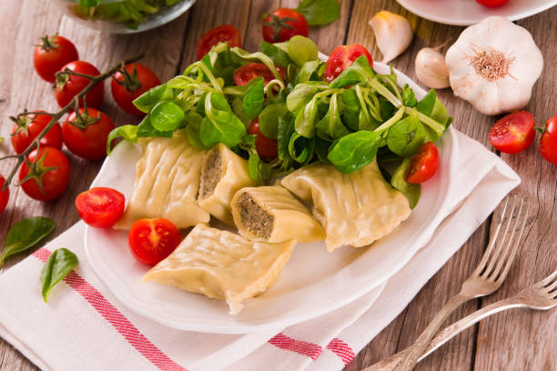 Maultaschen - swabian filled pasta ( ravioli ).
