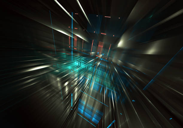 istock Abstract 3D fractal background, 3D illustration. Virtual Neon City 1166477138