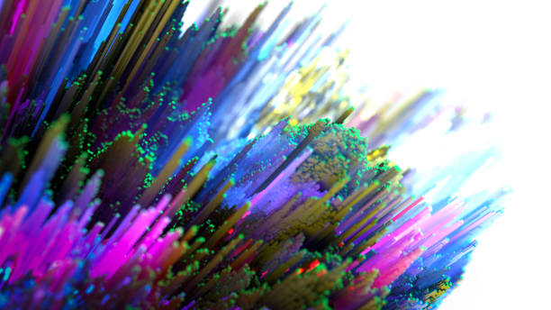 contexte scientifique abstrait - fiber optic data glowing flowing photos et images de collection