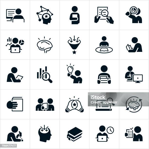 Forschungsicons Stock Vektor Art und mehr Bilder von Icon - Icon, Lernen, Forschung
