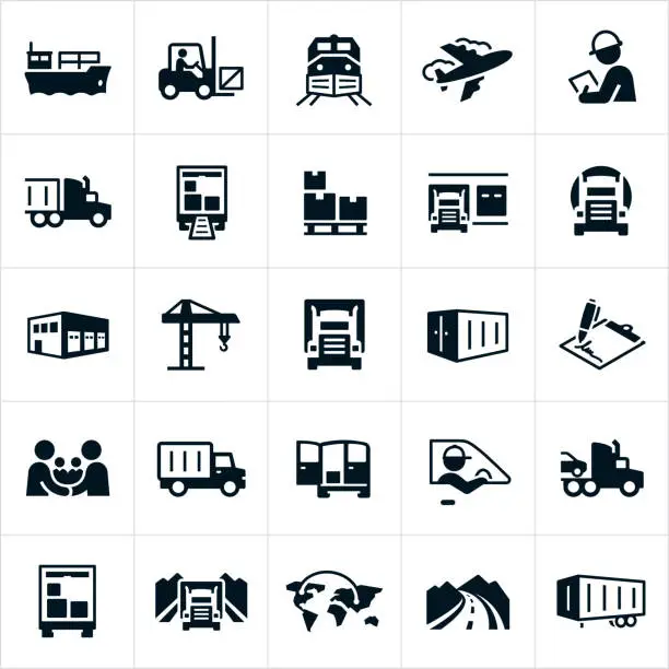 Vector illustration of Freight Transport Icons