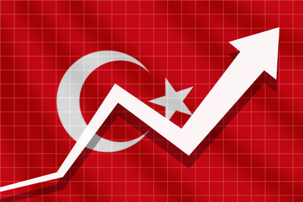 istock arrow growth up on the background of the Turkey flag 1166477536