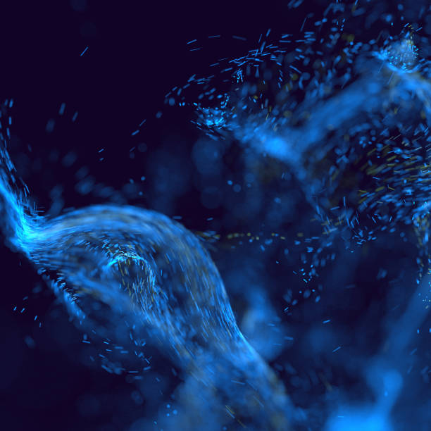 fondo de partículas azules - quantum nanotechnology nobody molecule fotografías e imágenes de stock