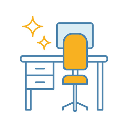 Cleaning table desk vector color icon. Keeping workplace clean. Tidy home or office desk