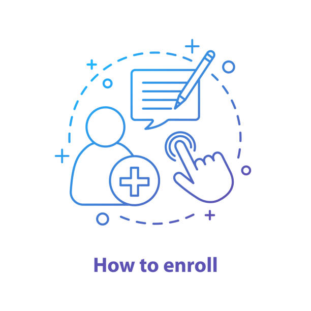 Enroll now icon Enroll now concept icon. Enrollment. New user registration. Sign up enrollment stock illustrations