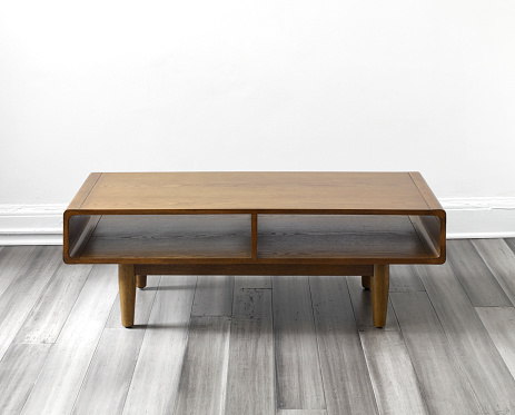 Mid-century modern style Coffee table on hardwood floor
