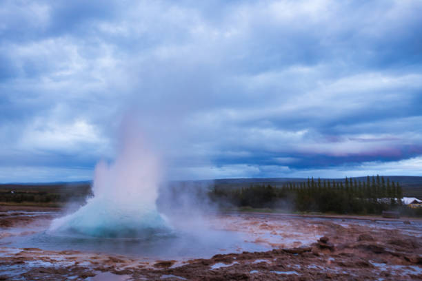 istock Strokkur Geyser Eruption with Dark Cloudy Sky, Iceland 1166491306