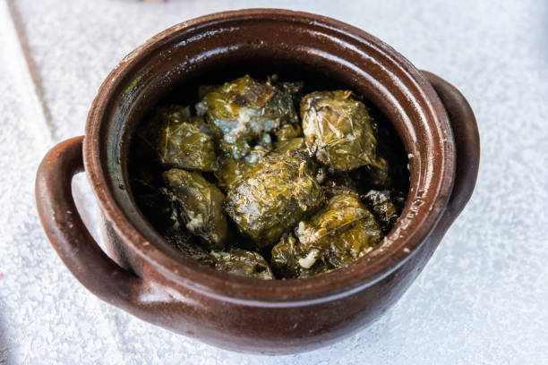 istock Azerbaijani dolma with vine leaves stuffed with meat in Sheki, Azerbaijan. 1166492995