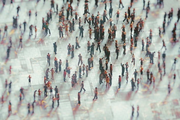 istock Abstract crowds of people with virtual reality street display 1166495513