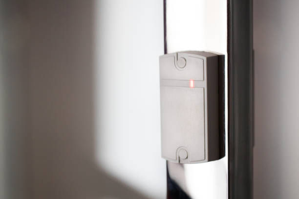 istock electronic access lock at business center. security control at entrance. 1166496886
