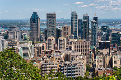 Montreal skyline seen from Mont Royal Mountain. Canada