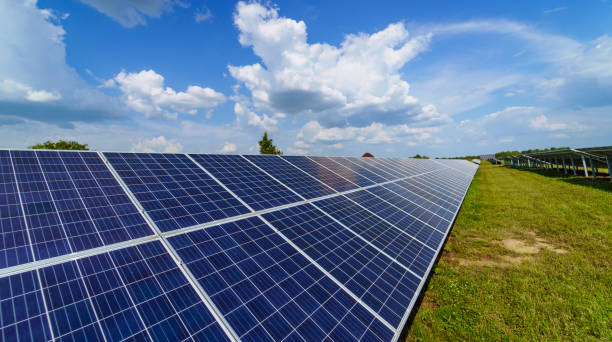 istock Solar power station against the blue sky. 1166500736