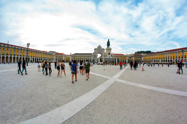 Lisbon, Portugal - Circa July,2019: Commerce Square in Lisbon city