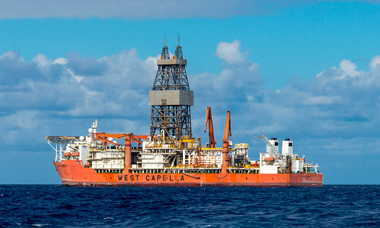 May 2017, Tenerife, Canary Islands, Spain:
A large drillship for offshore deepwater exploration in Atlantic ocean near Tenerife island