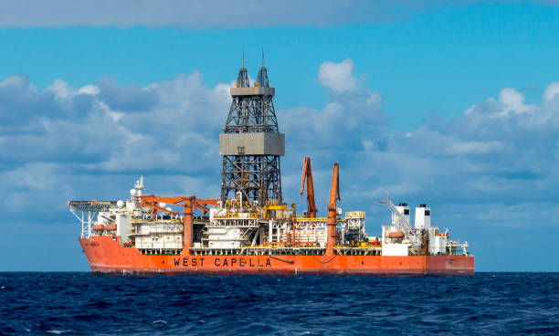 West Capella drillship for offshore deepwater drilling in Atlantic ocean nearby Tenerife, Spain stock photo