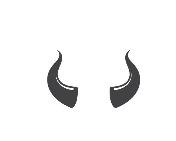 ilustraciones, imágenes clip art, dibujos animados e iconos de stock de cuerno del diablo, vector de icono del logotipo del cuerno del animal - horns up