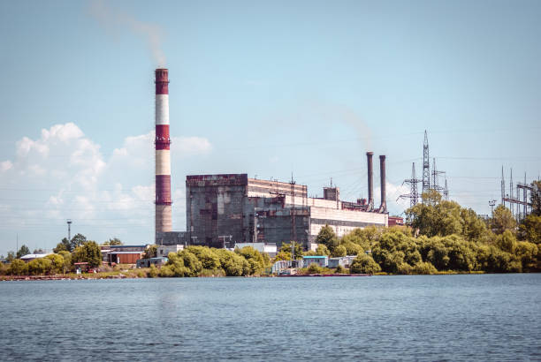 istock Steaming pipes at thermal power plant 1166520555