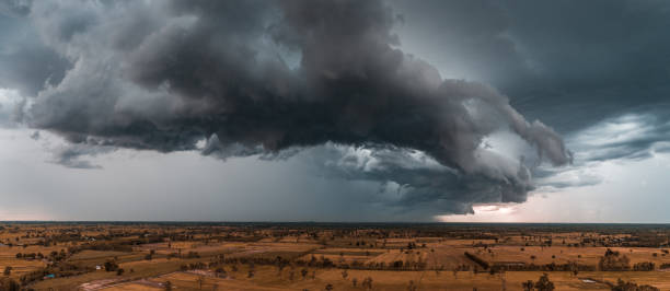 istock Panorama of dramatic clouds.Horizontal cloudscape photography. 1166524615