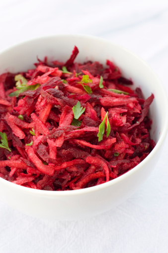 Shredded beets with parsley.