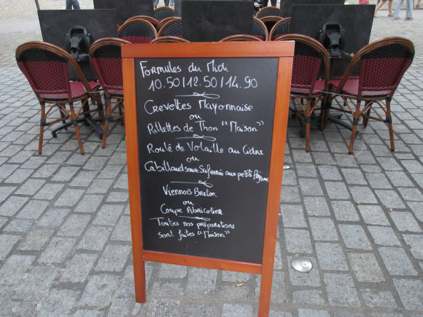 istock Restaurant menu written on a slate board  Bretagne France 1166529126