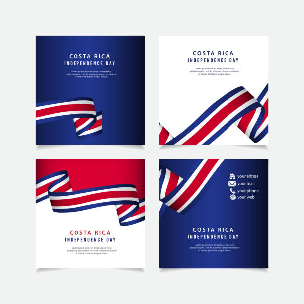 costa rica unabhängigkeit tag vektor vorlage. design für banner; grußkarten oder drucken. - independence stock-grafiken, -clipart, -cartoons und -symbole