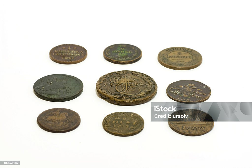 Moedas do Império Russo Antigo - Royalty-free Antigo Foto de stock