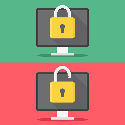 Computer Security Flat Design Vector Illustration Stock Illustration ...