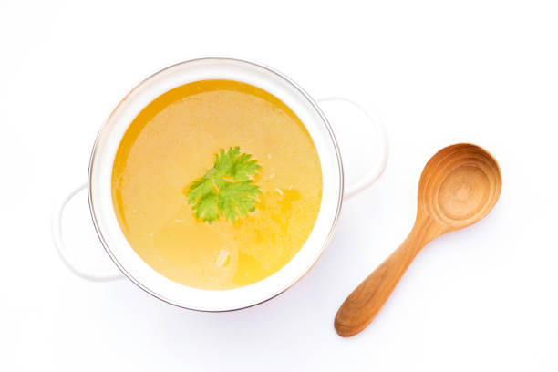 istock Pot of chicken broth isolated on white background 1166536234
