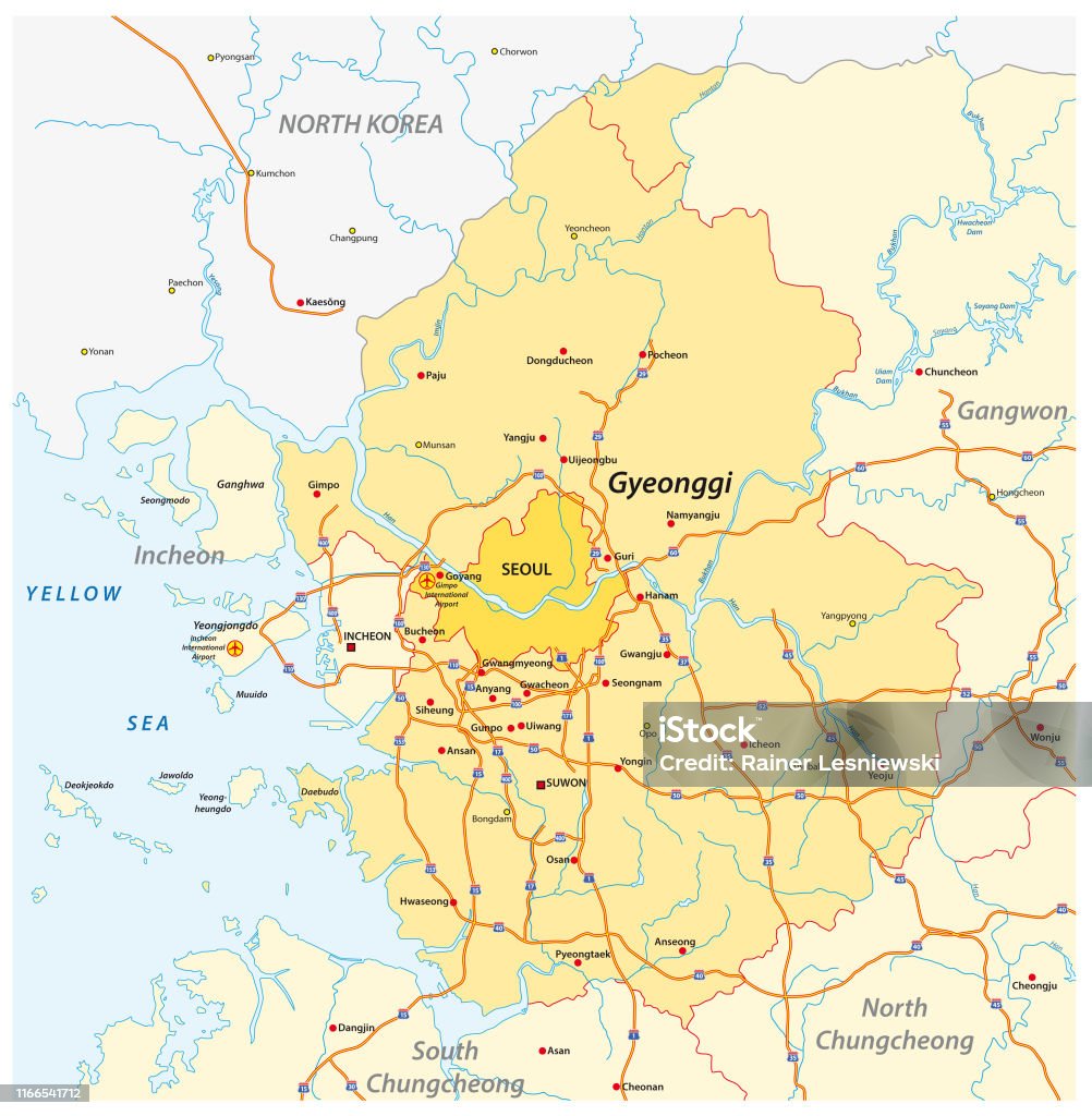 대한민국 경기도와 서울의 수도의 고속도로 지도 지도에 대한 스톡 벡터 아트 및 기타 이미지 - 지도, 서울, 한국 - Istock