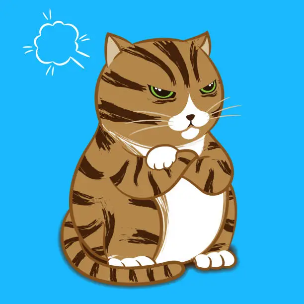 Vector illustration of Cartoon Character - Angry Cat