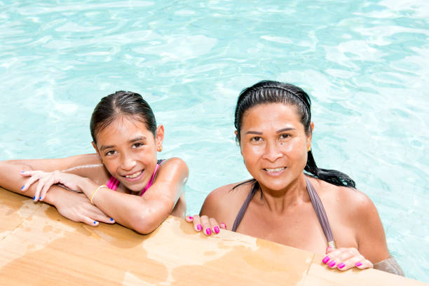 istock Mother and daughter at swimming pool 1166542666
