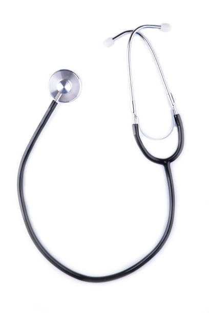 istock Stethoscope isolated on a white background, top view. Medical device 1166544496
